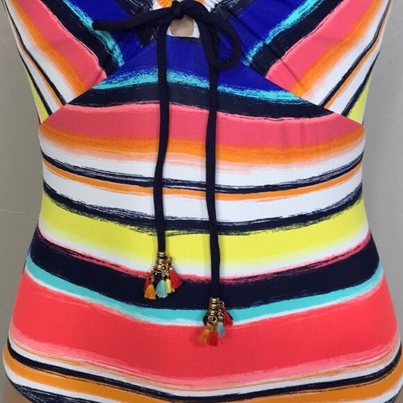 Anne Cole slimming multicolored stripe swimsuit. New - Picture 6 of 12